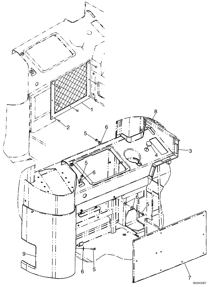 Схема запчастей Case 521D - (09-36A) - CAB - PANELS AND STORAGE RIGHT SIDE (09) - CHASSIS