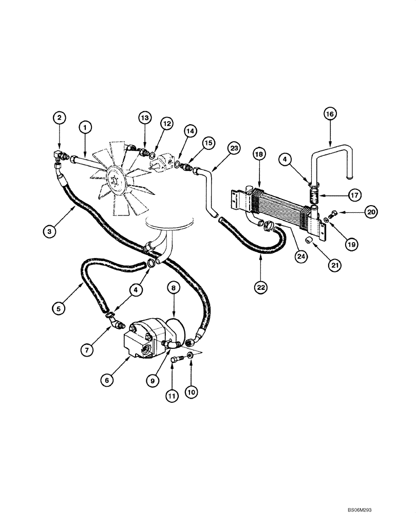 Схема запчастей Case 845 - (08.29[00]) - ENGINE COOLING - FAN HYDRAULIC CIRCUIT (08) - HYDRAULICS