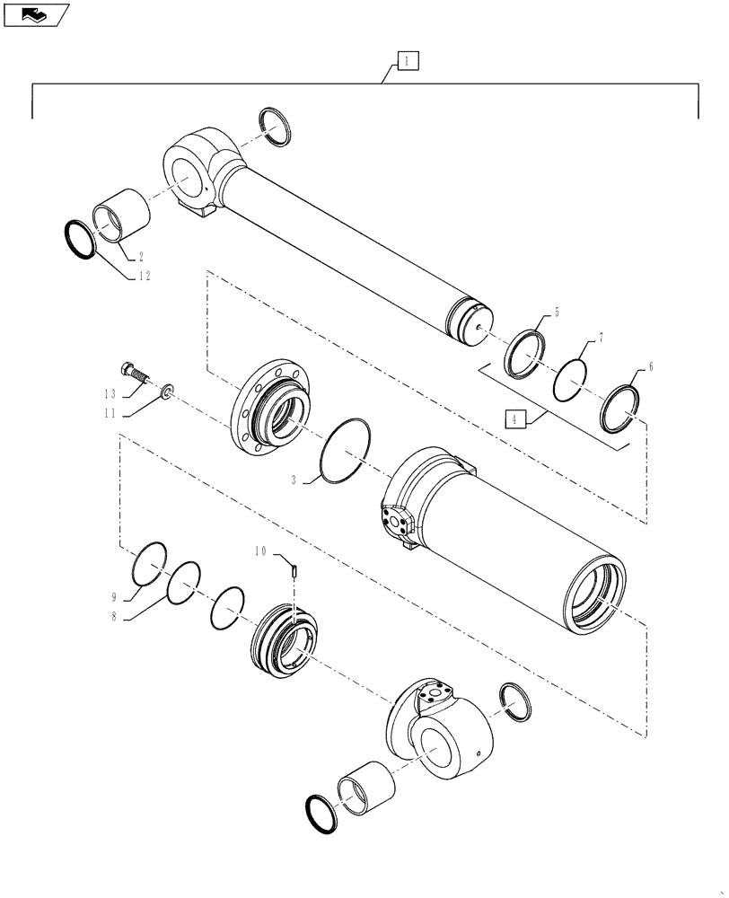 Схема запчастей Case 1121F - (35.160.01[04]) - TILT CYLINDER, Z-BAR AND XR (35) - HYDRAULIC SYSTEMS