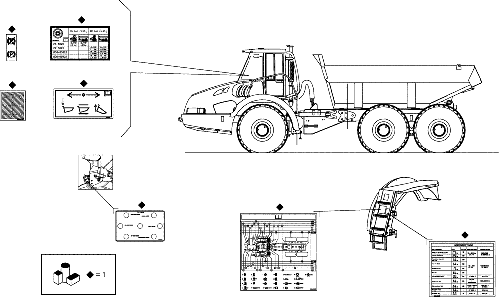 Схема запчастей Case 340 - (98A02000801[001]) - ACCESSORIES - PLATES (U.S.A.) (90) - PLATFORM, CAB, BODYWORK AND DECALS