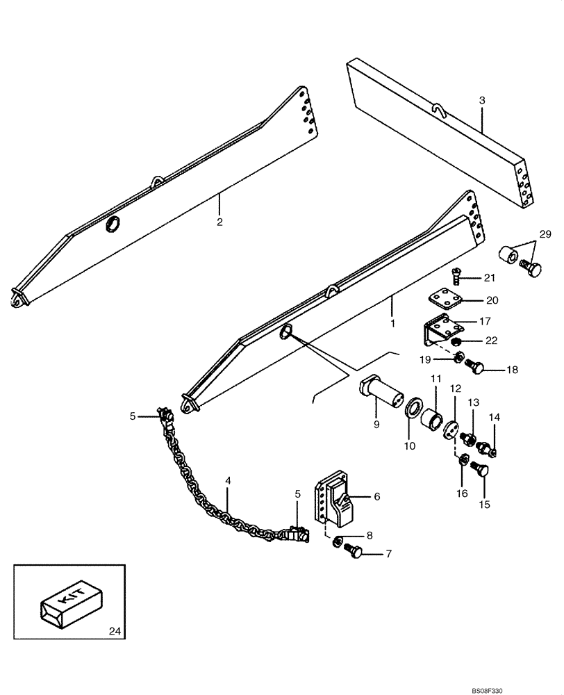 Схема запчастей Case 335 - (98A00000818[001A]) - ACCESSORIES - SCISSOR GATE, REAR (P.I.N. HHDXXXXXX AND AFTER) (87368225) (90) - PLATFORM, CAB, BODYWORK AND DECALS