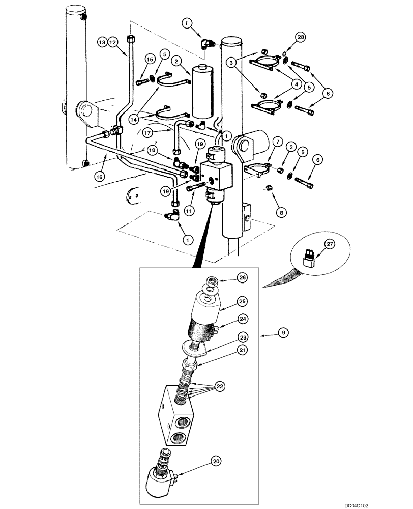 Схема запчастей Case 885 - (08.14[00]) - BLADE HYDRAULIC CIRCUIT - LIFTING ACCUMULATOR (08) - HYDRAULICS