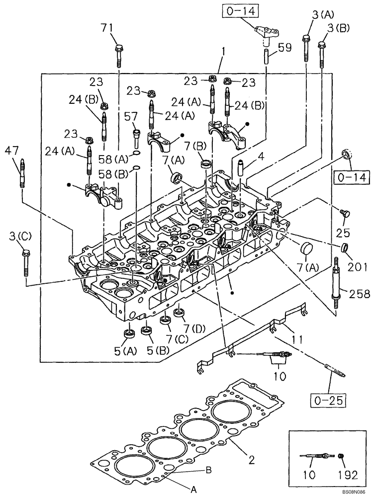 Схема запчастей Case CX210B - (02-11) - CYLINDER HEAD - VALVE MECHANISM (02) - ENGINE