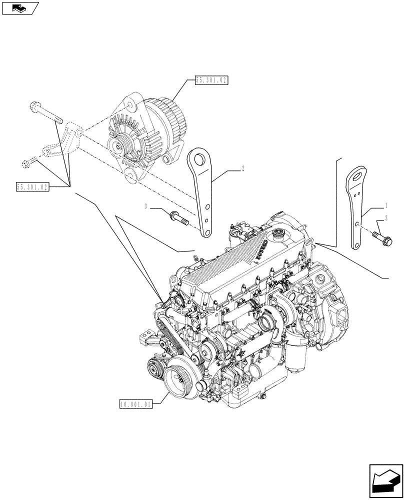 Схема запчастей Case F2CE9684E E017 - (10.012.04) - HOOKS - ENGINE (504045661) (01) - ENGINE