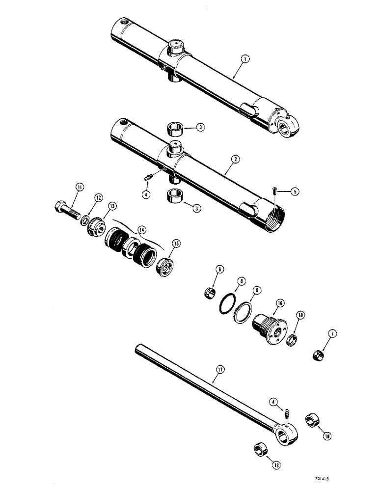 Схема запчастей Case 310G - (223A) - LOADER DUMP CYLINDERS, USES PRESS IN OUTER ROD WIPER, USED BEFORE TRACTOR SERIAL NO. 3042702 (07) - HYDRAULIC SYSTEM