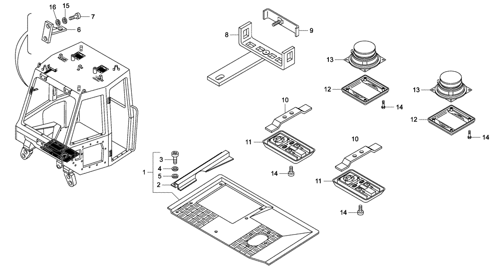 Схема запчастей Case 340 - (51A00001288[001]) - DRIVER CAB - ACCESSORIES - SPEAKERS (87365950) (10) - Cab/Cowlings