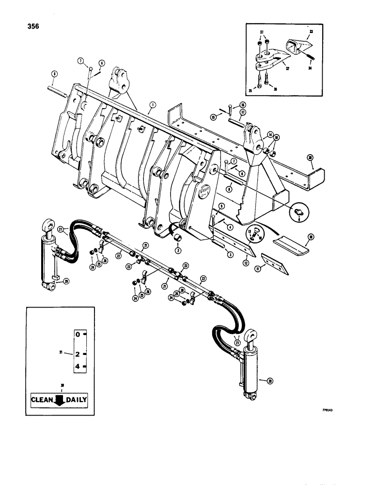 Схема запчастей Case W18 - (356) - L50824 AND S602027 CLAM BUCKET (09) - CHASSIS/ATTACHMENTS