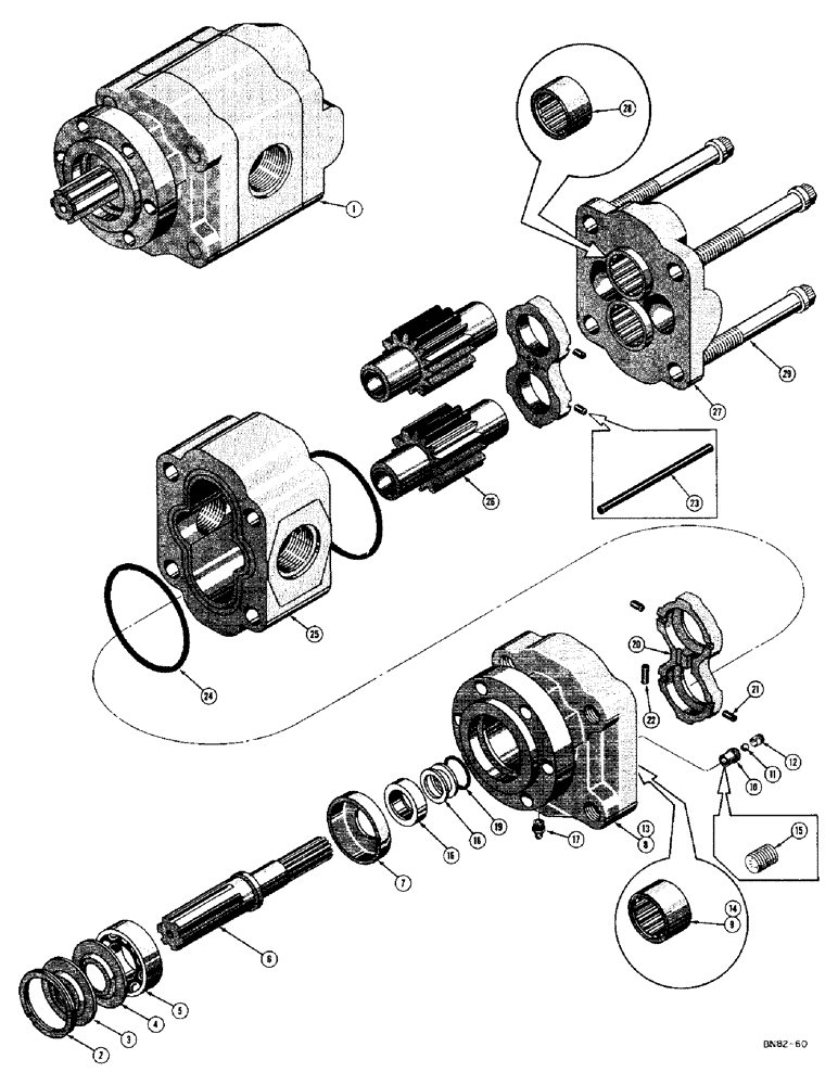 Схема запчастей Case 420C - (154) - D25347 HYDRAULIC PUMP (07) - HYDRAULIC SYSTEM