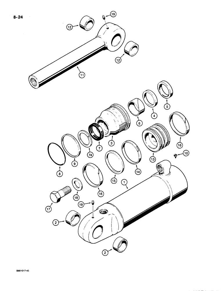 Схема запчастей Case 550 - (8-24) - DOZER TILT CYLINDER (08) - HYDRAULICS