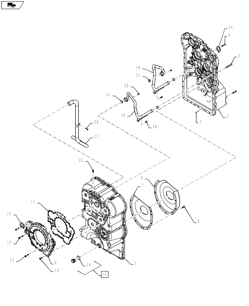 Схема запчастей Case 621F - (21.100.05) - TRANSMISSION HOUSING (21) - TRANSMISSION