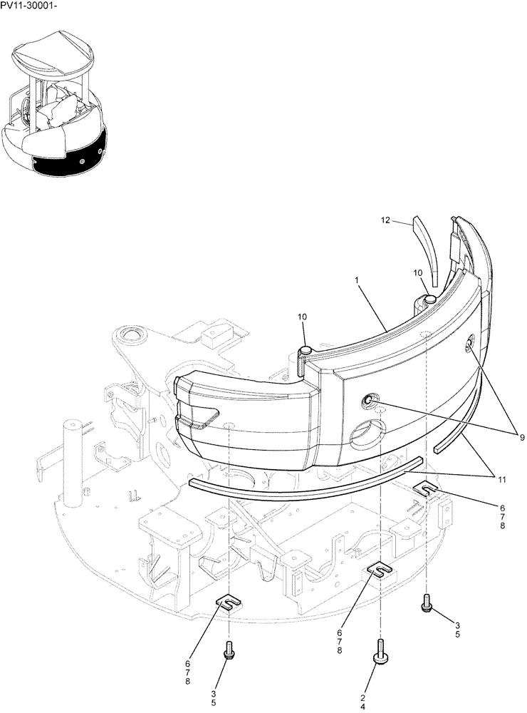 Схема запчастей Case CX27B - (01-003) - COUNTERWEIGHT INSTAL (39) - FRAMES AND BALLASTING