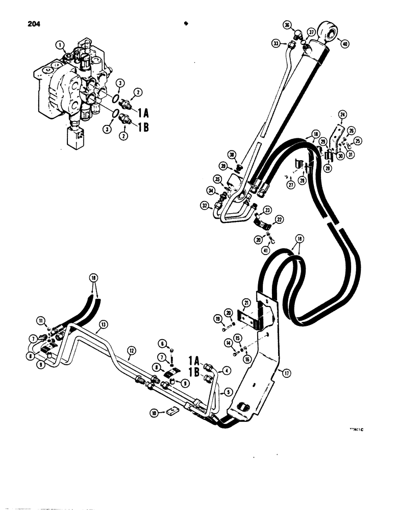 Схема запчастей Case 850B - (204) - LOADER BUCKET HYDRAULIC CIRCUIT (07) - HYDRAULIC SYSTEM