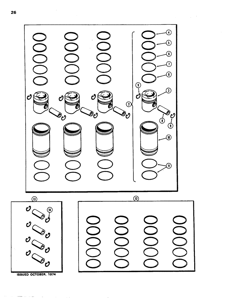 Схема запчастей Case 480B - (026) - PISTONS, RINGS AND SLEEVES, (188) DIESEL ENGINE 