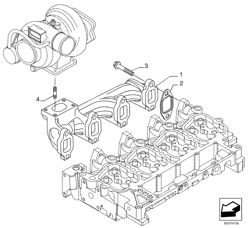 Схема запчастей Case 588G - (02-20) - EXHAUST MANIFOLD (2852967) (02) - ENGINE