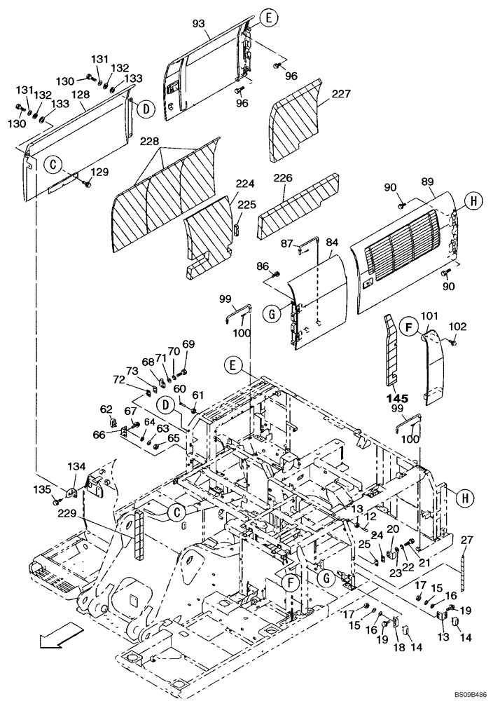 Схема запчастей Case CX350B - (09-62) - ACCESS DOOR - INSULATION (09) - CHASSIS