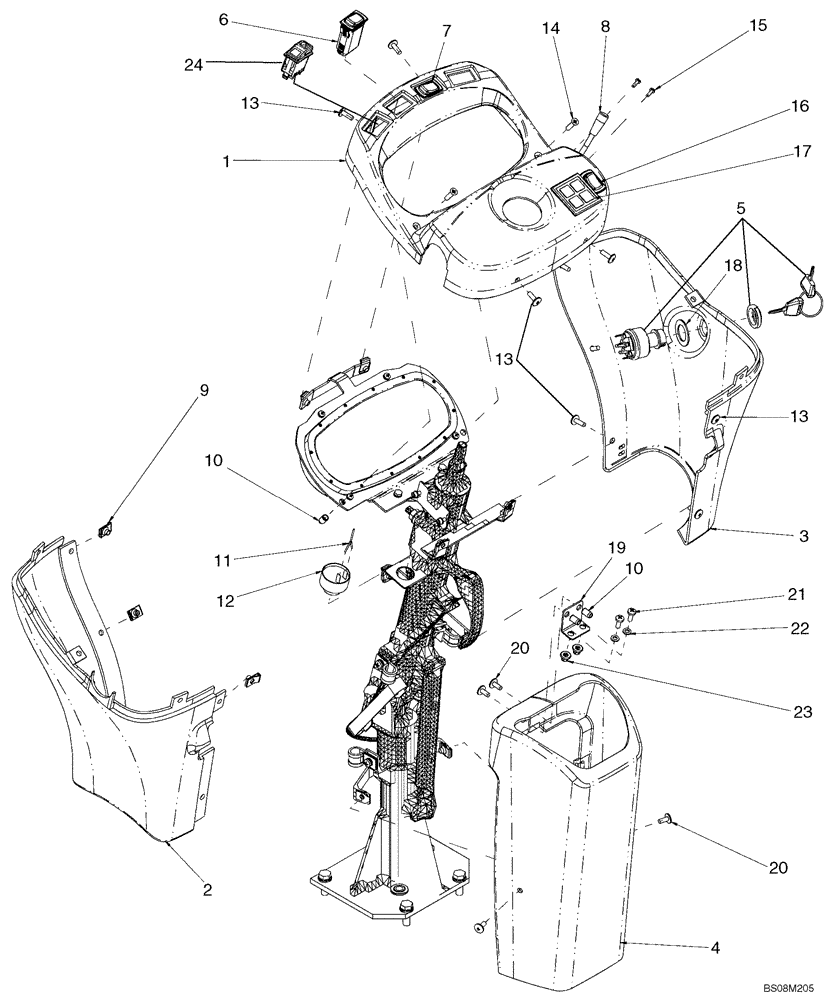 Схема запчастей Case 721E - (05-04) - CAB - STEERING COLUMN - COVERS, SWITCHES (05) - STEERING