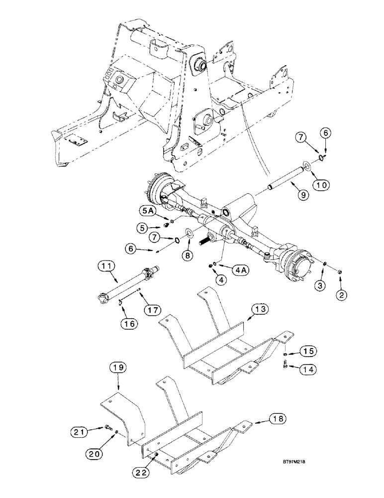 Схема запчастей Case 570LXT - (6-002) - FRONT DRIVE AXLE MOUNTING AND DRIVE SHAFT (06) - POWER TRAIN