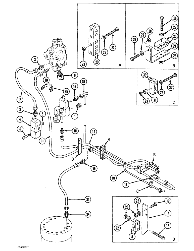 Схема запчастей Case 688BCK - (8C-06) - CIRCUIT - VALVE BANK PARTITION, 688B CK (120301-) (07) - HYDRAULIC SYSTEM