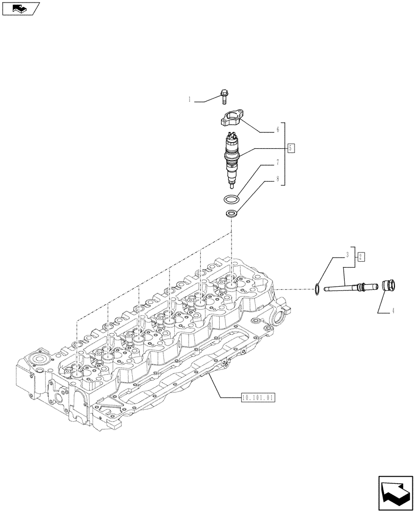 Схема запчастей Case F4HFE613R A003 - (10.218.02) - INJECTION EQUIPMENT - INJECTOR (504129392) ENGINE COMPONENTS