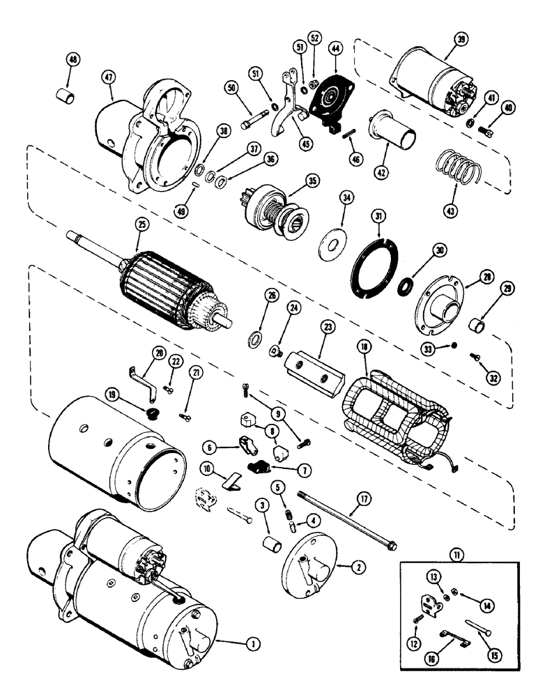 Схема запчастей Case 580 - (071C) - A39839 STARTER, WITH 10 TOOTH PINION DRIVE (55) - ELECTRICAL SYSTEMS