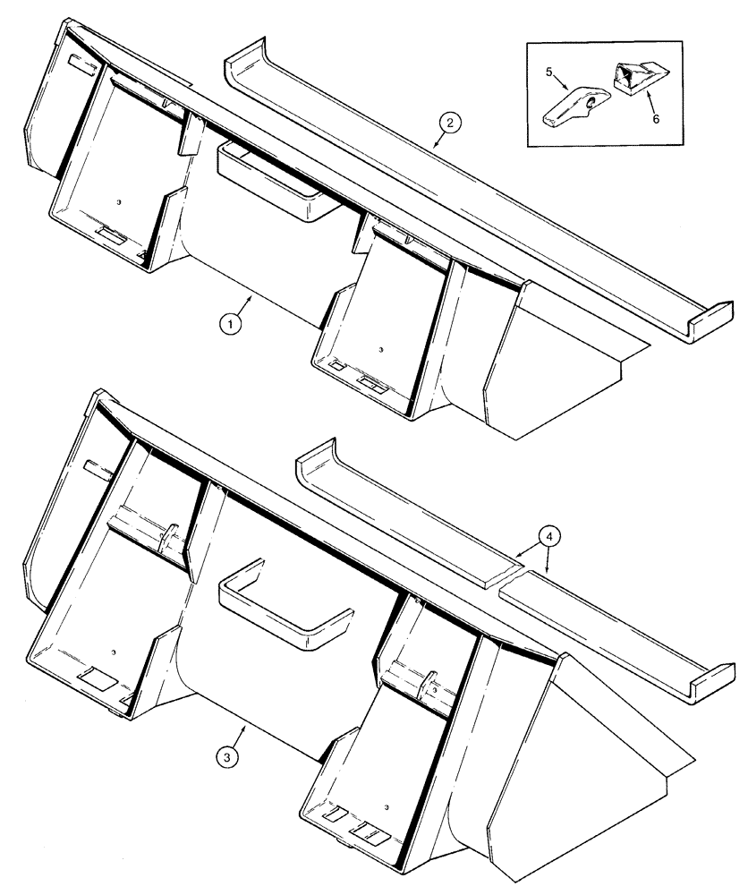 Схема запчастей Case 1835C - (9-18) - BUCKETS 152 MM (6 INCH) FORMED CUTTING EDGE AND NON-SERRATED STEP (09) - CHASSIS/ATTACHMENTS