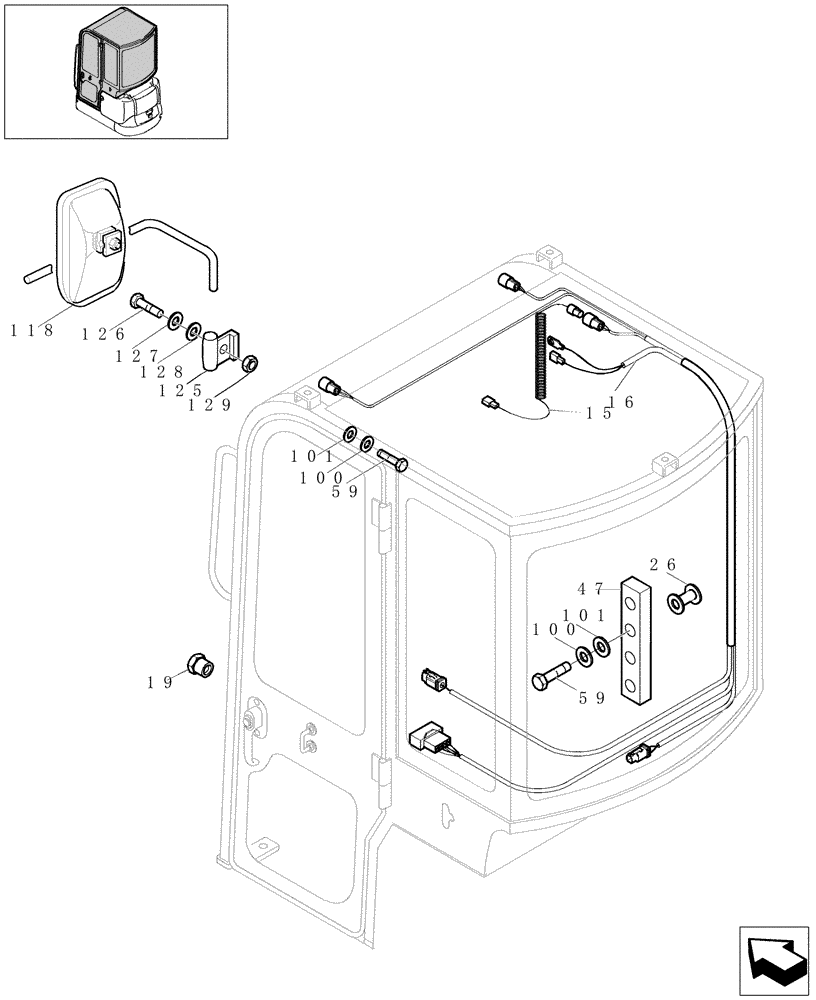 Схема запчастей Case CX16B - (1.250[08]) - CAB - COMPONENTS (90) - PLATFORM, CAB, BODYWORK AND DECALS