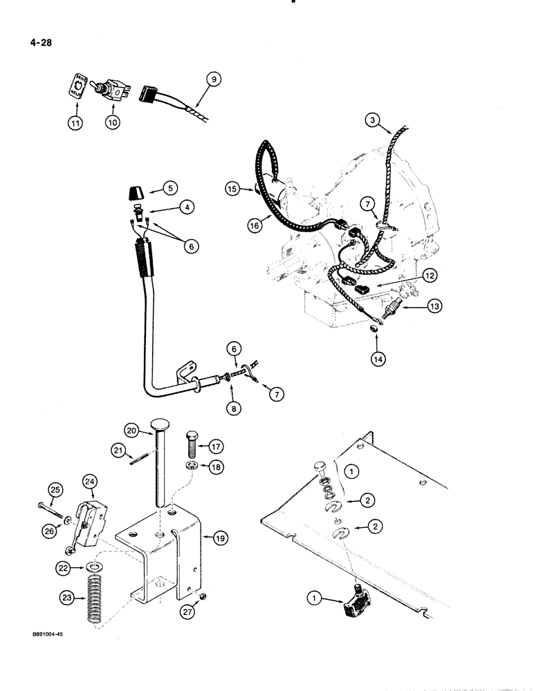 Схема запчастей Case 480E LL - (4-28) - POWER SHUTTLE ELECTRICAL CIRCUIT (04) - ELECTRICAL SYSTEMS