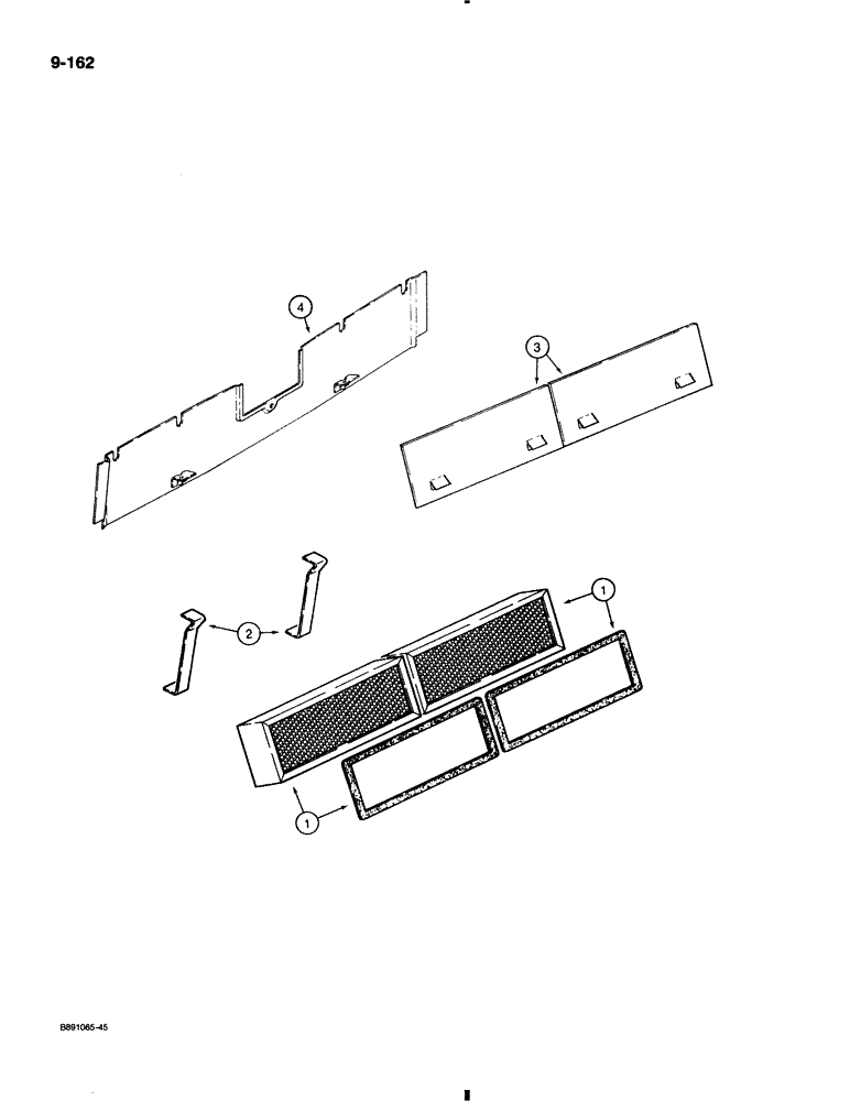 Схема запчастей Case 580K - (9-162) - CAB AIR FILTER (09) - CHASSIS/ATTACHMENTS