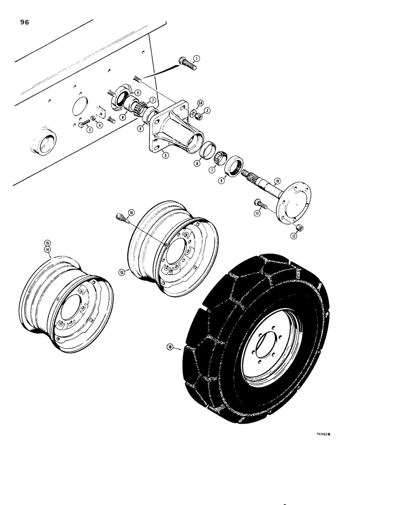 Схема запчастей Case 1830 - (096) - AXLES AND WHEELS (23) - FOUR WHEEL DRIVE SYSTEM