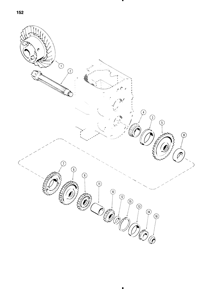 Схема запчастей Case 584C - (152) - COUNTERSHAFT, TRANSAXLE (27) - REAR AXLE SYSTEM