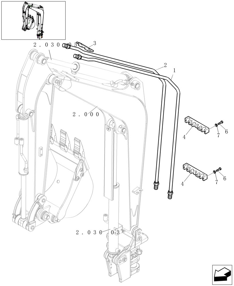 Схема запчастей Case CX16B - (2.030[02]) - BOOM PIPING (84) - BOOMS, DIPPERS & BUCKETS