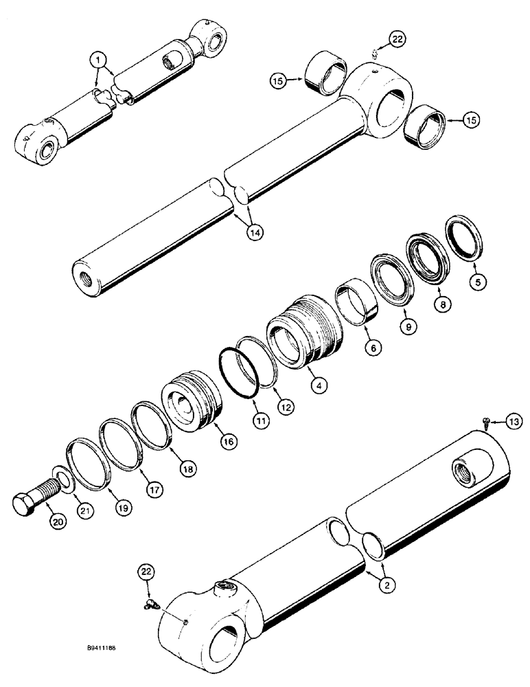 Схема запчастей Case 570LXT - (8-152) - BACKHOE BUCKET CYLINDER (08) - HYDRAULICS