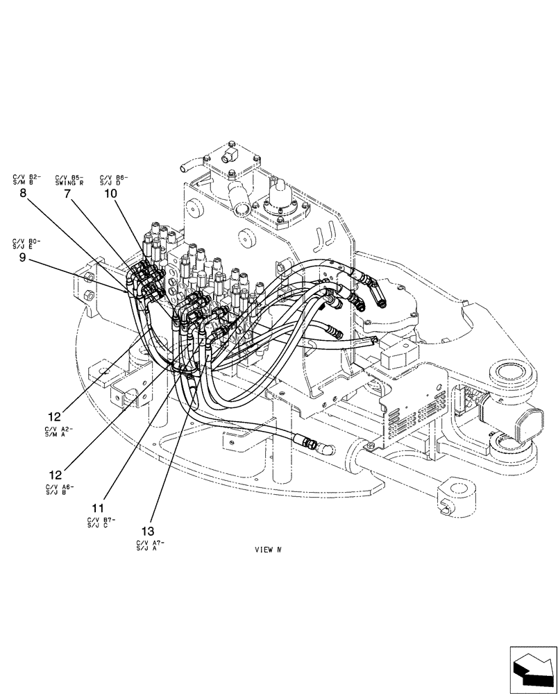 Схема запчастей Case CX31B - (01-036[03]) - HYD LINES, UPP (35) - HYDRAULIC SYSTEMS