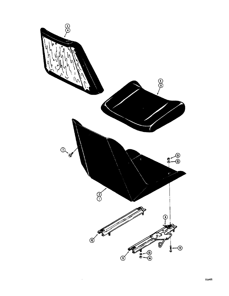 Схема запчастей Case 1500-SERIES - (106) - SEAT ASSEMBLY (90) - PLATFORM, CAB, BODYWORK AND DECALS