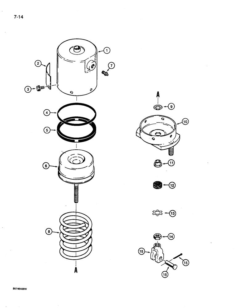 Схема запчастей Case 780D - (7-14) - PARKING BRAKE ACTUATOR (07) - BRAKES