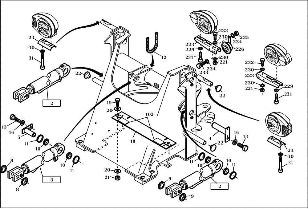 Схема запчастей Case 21D - (01.400[001]) - FRONT FRAME COMPONENTS (S/N 561101-UP) No Description