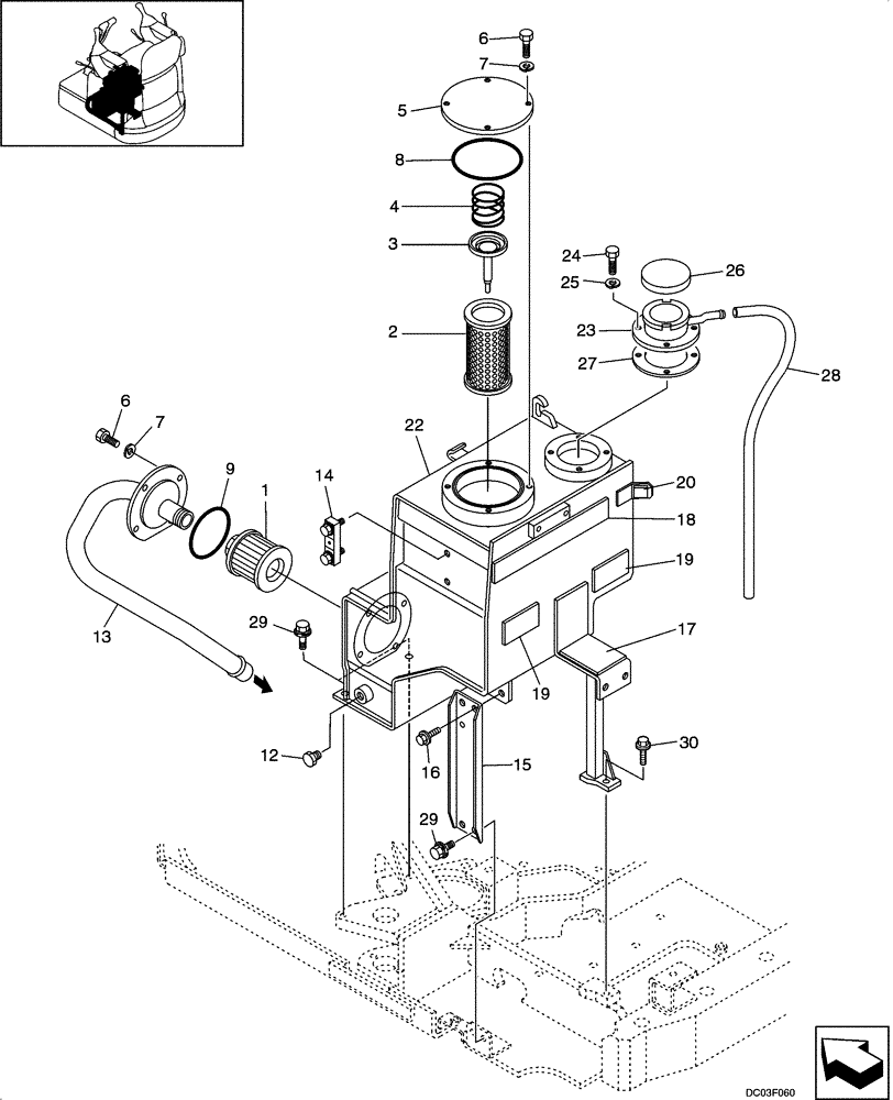 Схема запчастей Case CX14 - (08-01[00]) - HYDRAULIC RESERVOIR (08) - HYDRAULICS