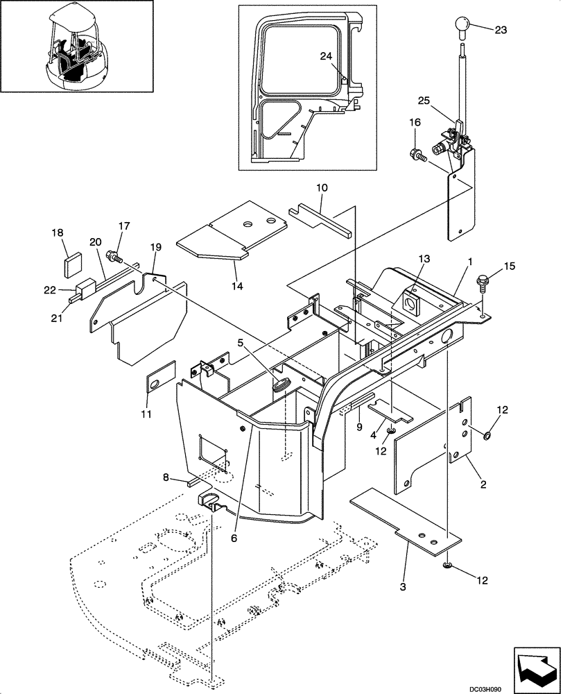 Схема запчастей Case CX25 - (09-26[00]) - STAND CONTROL - CAB (09) - CHASSIS/ATTACHMENTS