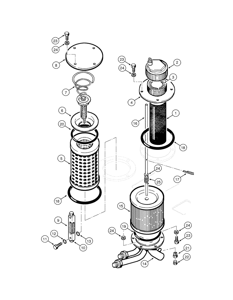 Схема запчастей Case 865 VHP - (08-004[01]) - HYDRAULIC OIL RESERVOIR - FILTER (08) - HYDRAULICS