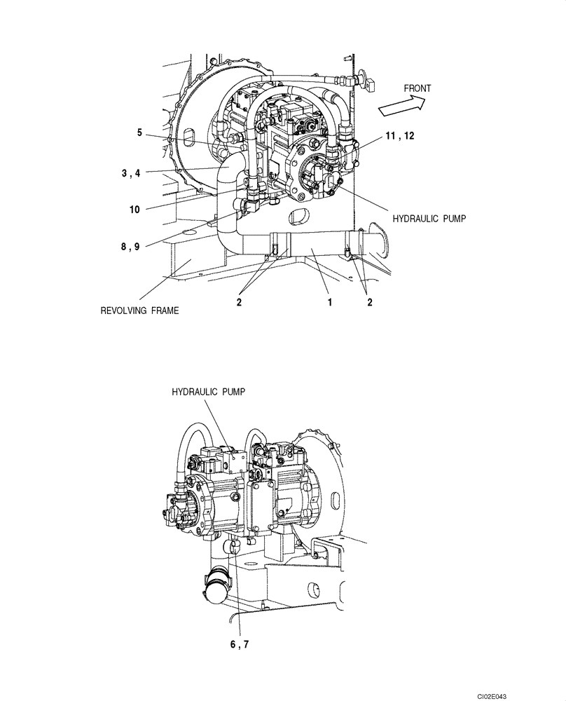 Схема запчастей Case CX135SR - (08-005) - PUMP SUCTION LINE - MODELS WITHOUT DOZER BLADE (08) - HYDRAULICS