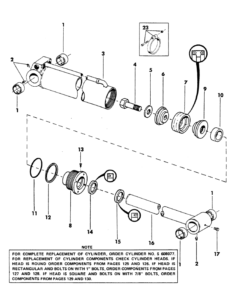 Схема запчастей Case 40YC - (125) - HOIST AND CROWD CYLINDER, (6.53" ID X 45.50" STROKE) (07) - HYDRAULIC SYSTEM