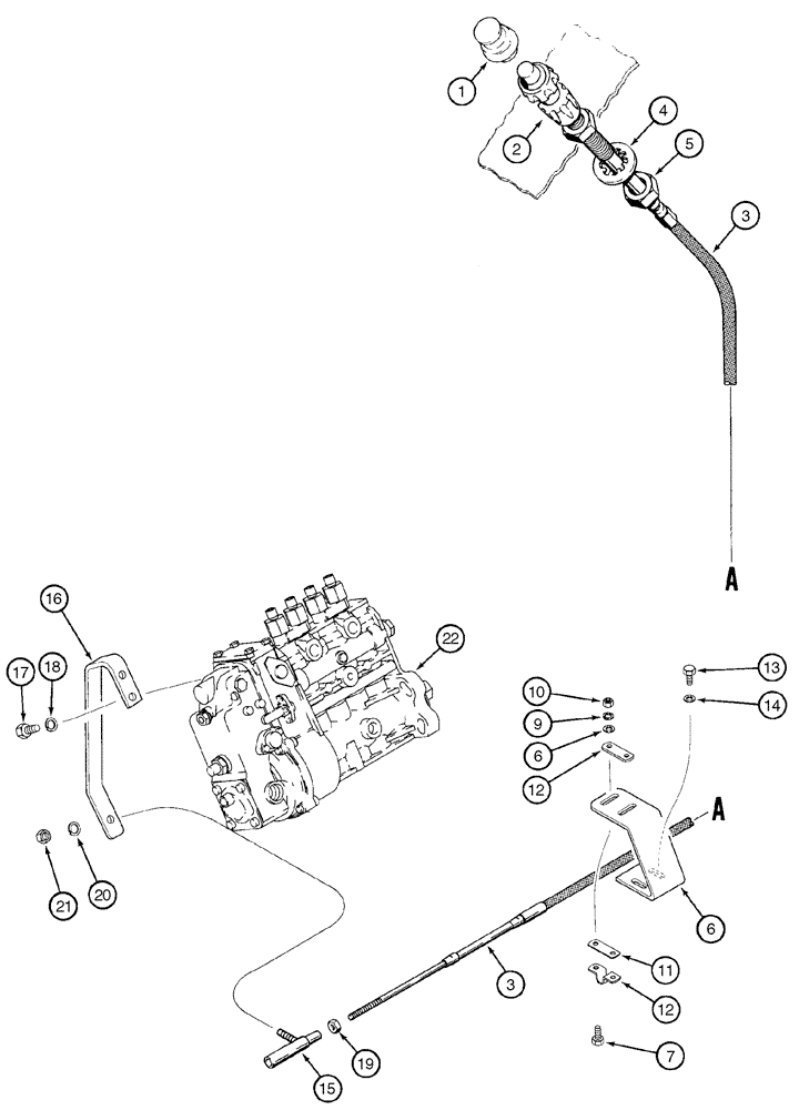 Схема запчастей Case 960 - (03-02) - CONTROLS THROTTLE (03) - FUEL SYSTEM