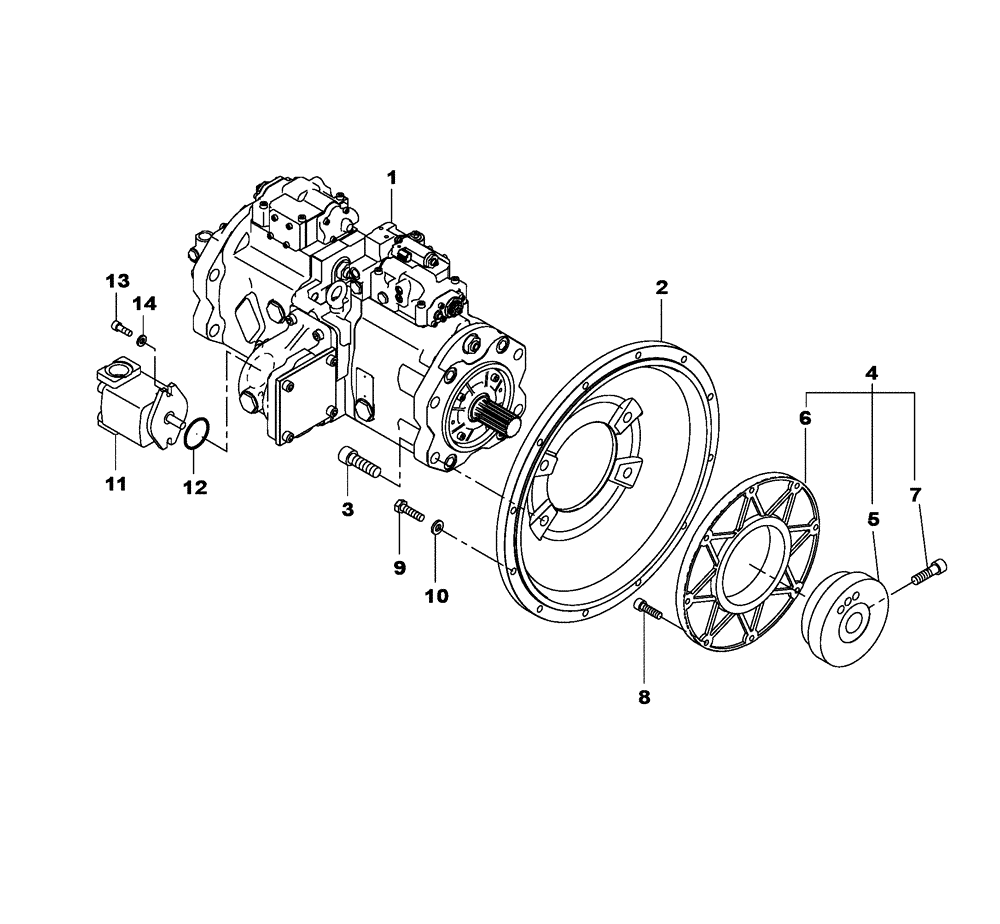 Схема запчастей Case CX470C - (08-002-01[01]) - HYDRAULIC PUMP - COUPLING - OPTIONAL (07) - HYDRAULIC SYSTEM