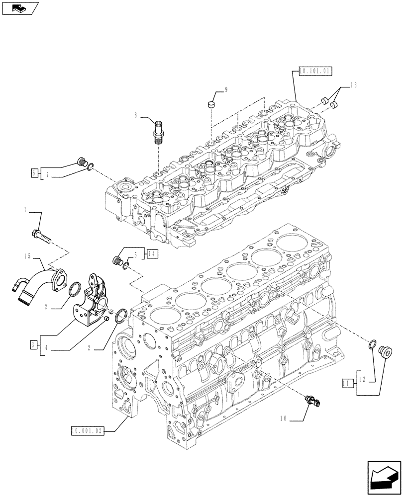 Схема запчастей Case F4HFE613P A004 - (10.400.01) - PIPING - ENGINE COOLING SYSTEM (504122685 - 504259533 - 504199747 - 4891480 - 504358254) (10) - ENGINE