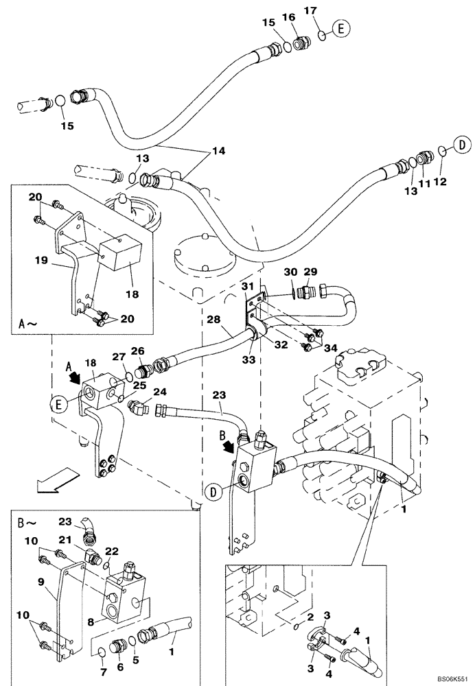 Схема запчастей Case CX210B - (08-28) - HYDRAULICS, AUXILIARY - SINGLE ACTING CIRCUIT, HAND OPERATED (08) - HYDRAULICS