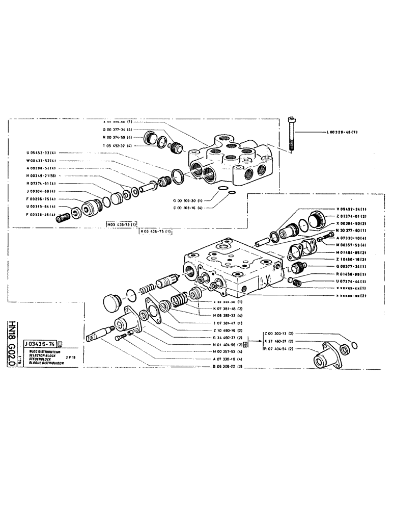 Схема запчастей Case LC80 - (074) - SELECTOR BLOCK 