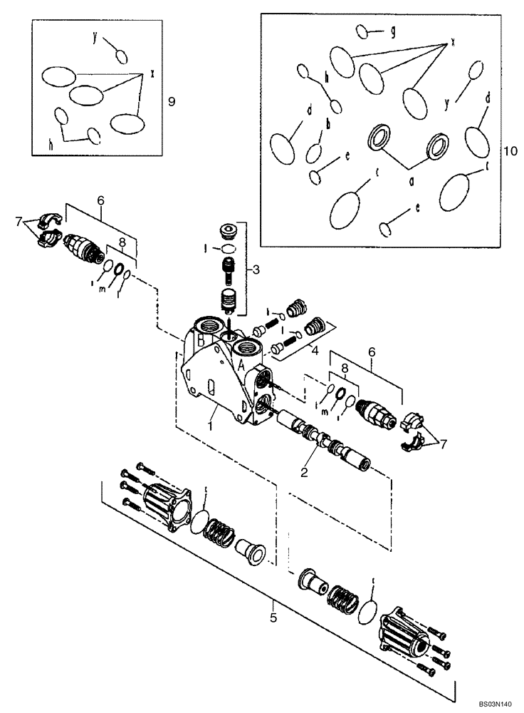 Схема запчастей Case 590SM - (08-50) - VALVE SECTION - OPTIONS, AUXILIARY HYDRAULICS (WITH PILOT CONTROLS) (08) - HYDRAULICS