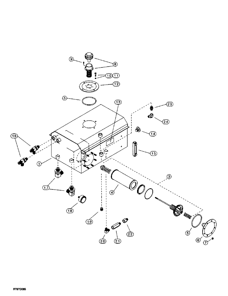 Схема запчастей Case 200TX - (9-28) - HYDRAULIC RESERVOIR AND FILTER 