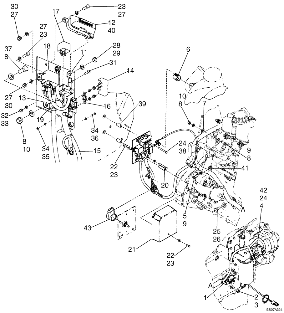 Схема запчастей Case 621D - (04-16) - HARNESS - ENGINE - GRID HEATER (04) - ELECTRICAL SYSTEMS