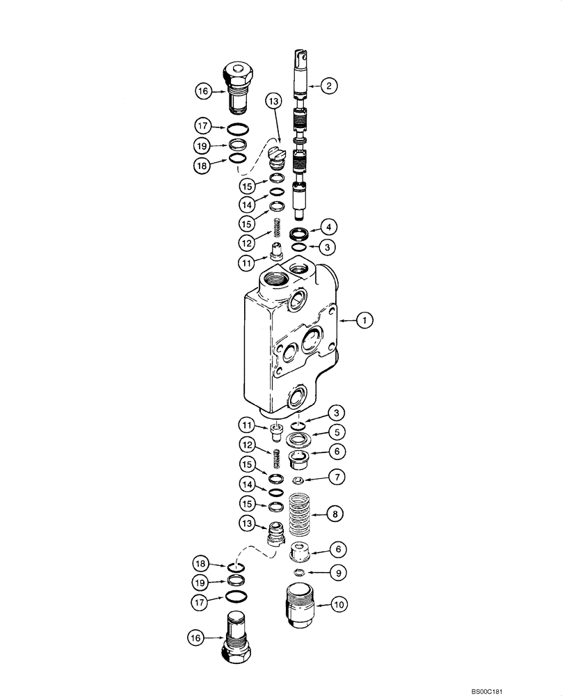 Схема запчастей Case 590SM - (08-46) - VALVE SECTION - EXTENDABLE DIPPER (08) - HYDRAULICS